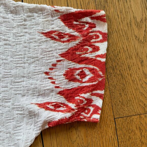 Chicos Open Cardigan Kimono SZ 2 SZ L Tribal Ikat Cotton Blend Short Sleeve - Picture 4 of 9